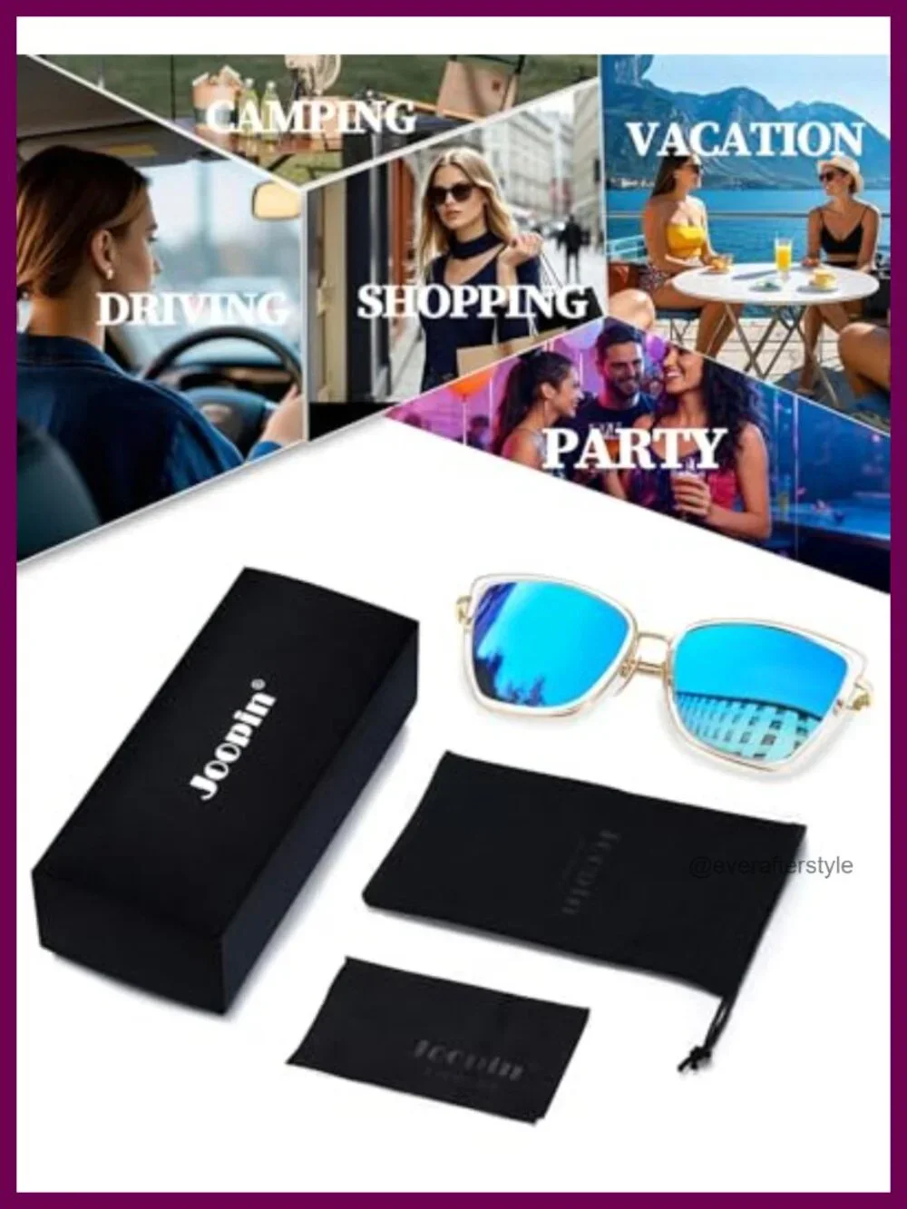 Oversized Cateye Sunglasses Women UV400 Protection Metal Frame Cat Eye Shades